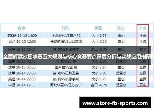 全面解读欧国联赛五大规则与核心竞赛要点深度分析与实战应用指南